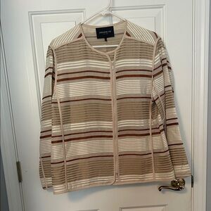 Lafayette 148 New York Beige and Brown Striped Top
